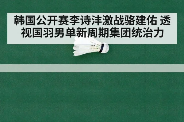 韩国公开赛李诗沣激战骆建佑 透视国羽男单新周期集团统治力